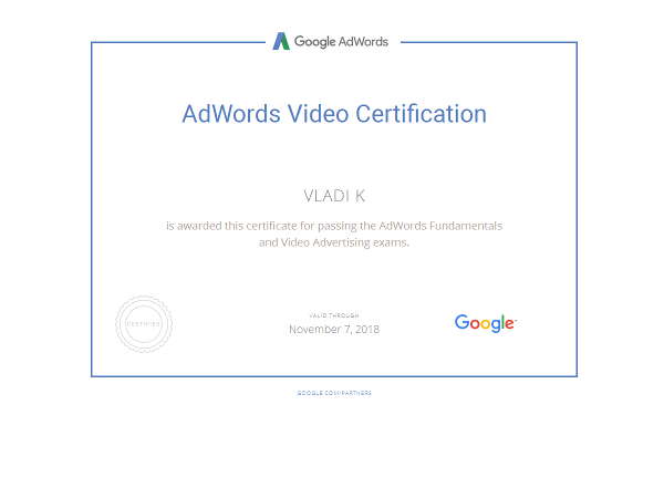 Google Ads Adwords Video Certification